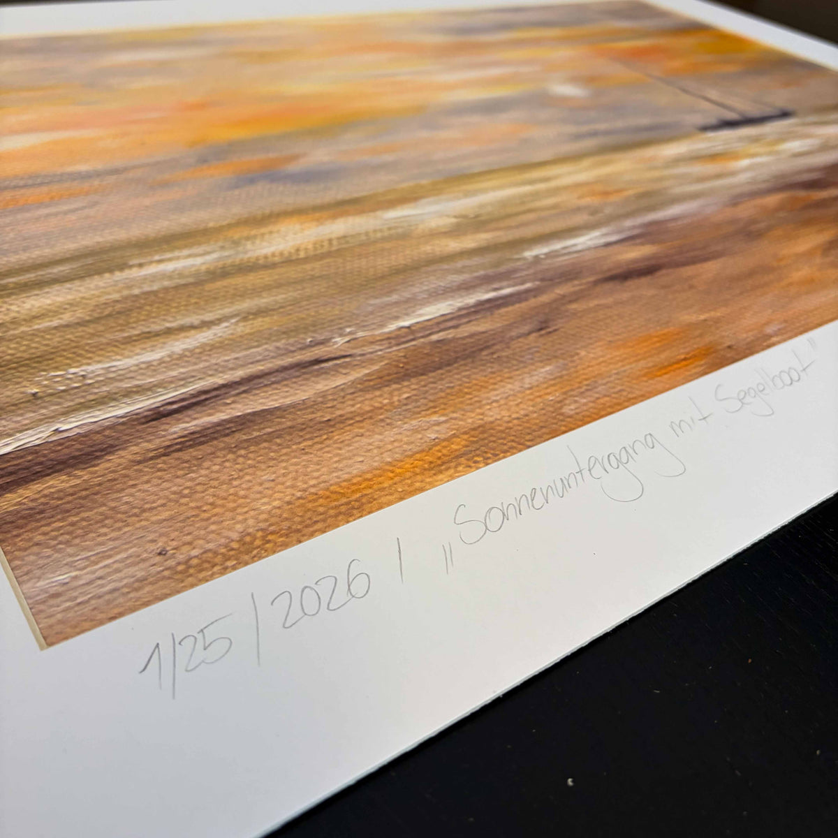 Limitierter Kunstdruck „Sonnenuntergang mit Segelboot“