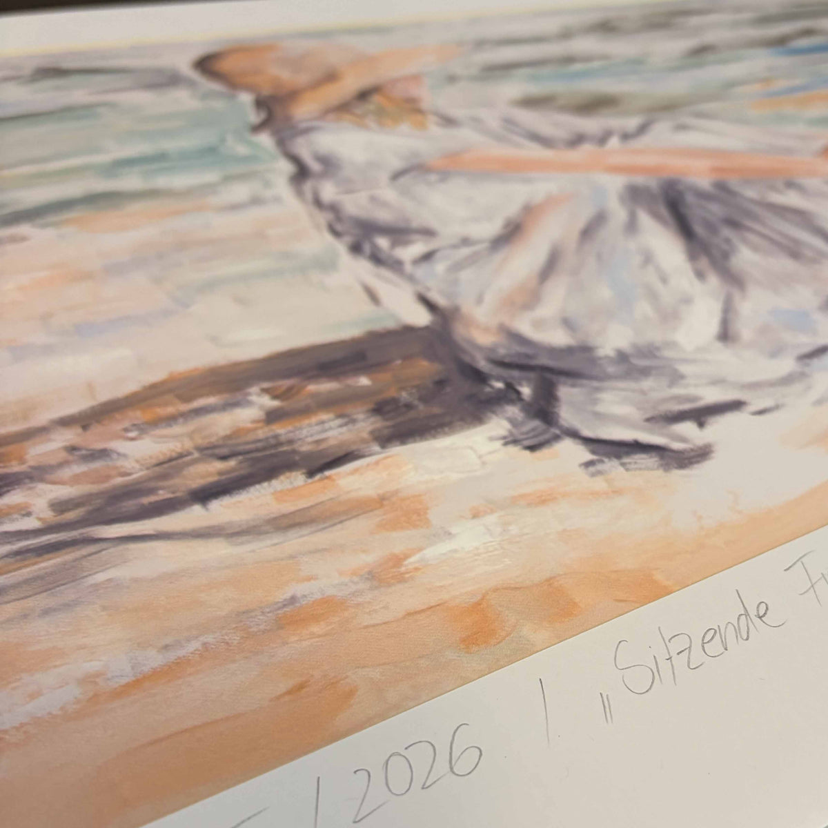 Limitierter Kunstdruck „Sitzende Frau am Meer“
