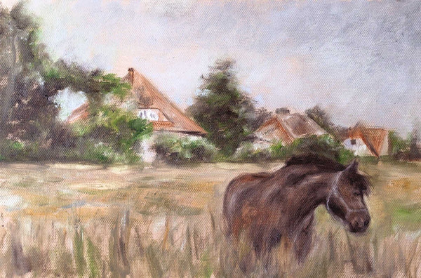 Limitierter Kunstdruck „Grasendes Pferd auf Hiddensee“