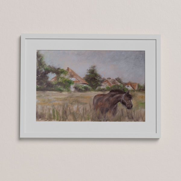 Limitierter Kunstdruck „Grasendes Pferd auf Hiddensee“